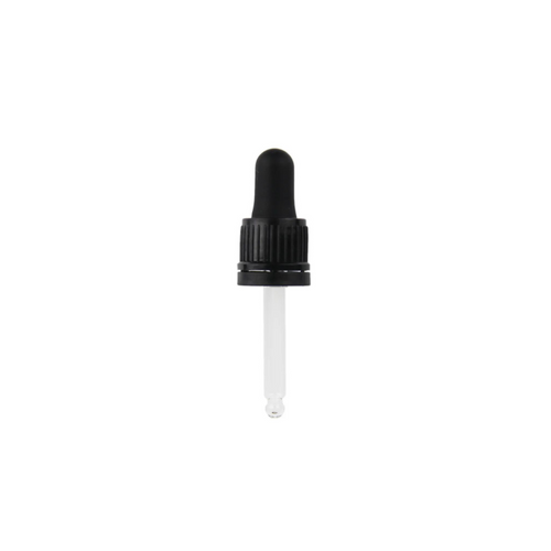 15ml Black Glass Dropper (Tamper Evident) - Ribbed - 18mm - DDR-15-18BT1