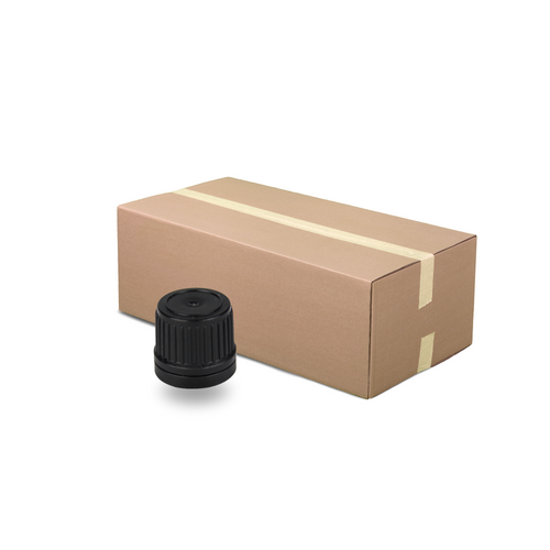 Black Screw Cap / Tamper Evident - Wadded - 18mm - SCR-18BT1 (Full Carton of 5000)