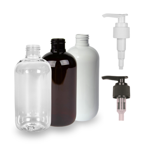 Plastic Bottle rPET - 'Squat Boston' - 250ml - (Lotion Pump) - 24mm (24/410)