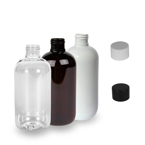 Plastic Bottle rPET - 'Squat Boston' - 250ml - (Screw Cap) - 24mm (24/410)