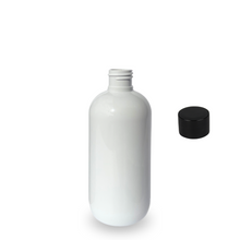 White Plastic Bottle rPET - 'Squat Boston' - 250ml - 24mm (24/410)