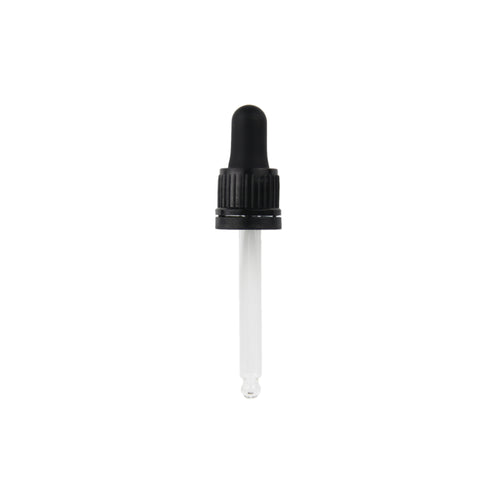 30ml Black Glass Dropper (Tamper Evident) - Ribbed - 18mm - DDR-30-18BT1