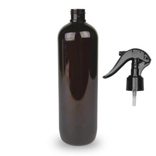 Amber Plastic Bottle PET 'Tall Boston' - (Trigger Spray) - 500ml - 24mm (24/410)